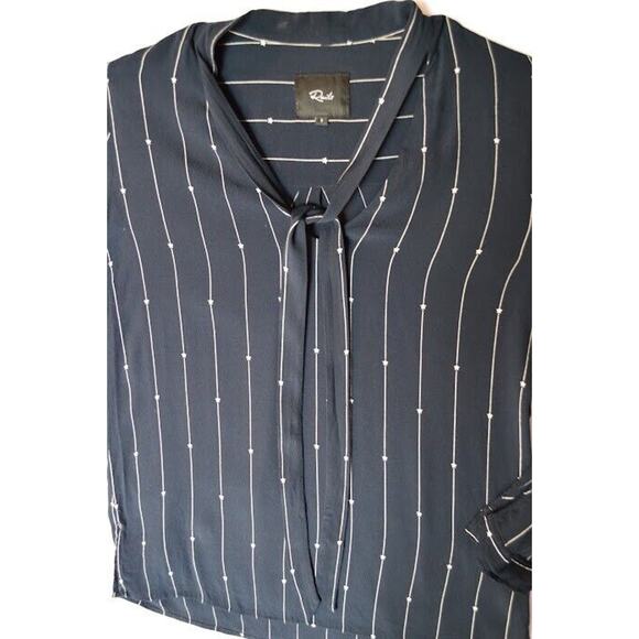 Rails Rhea Blouse Small Black Stars Stripes Neck Tie Long Sleeve - Picture 10 of 15